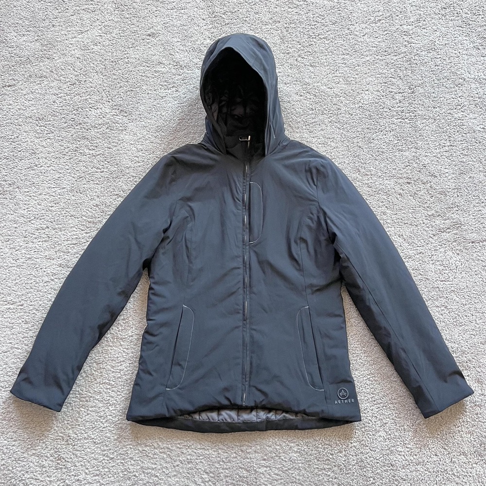 Aether Hooded Insulated Jacket Womens 2 Gray Softshell Full Zip Outdoor Travel